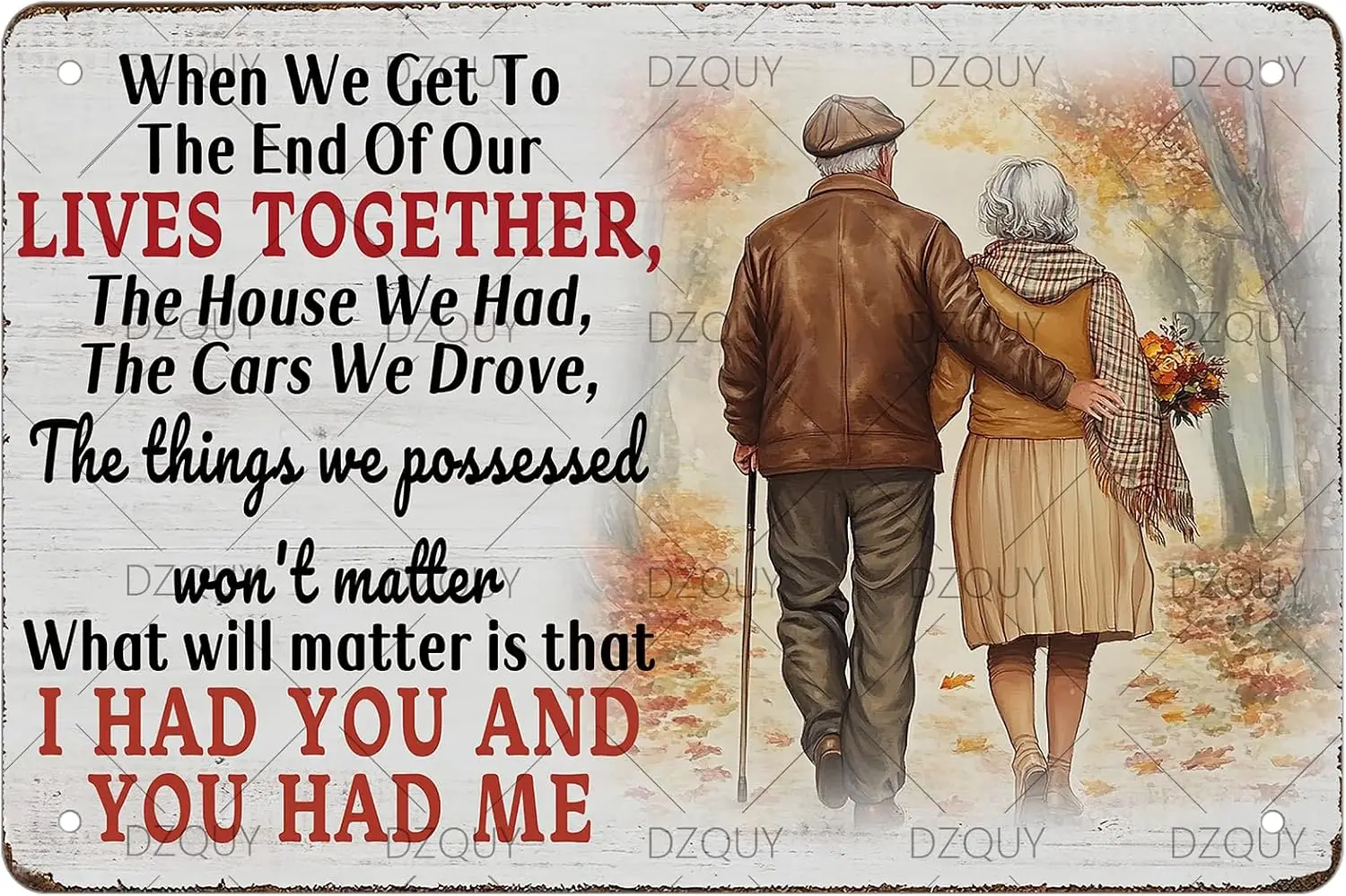 Old Couple Vintage Metal Tin Sign When We Get to The End of Our Lives Together Family Home Bedroom Wall Decor Valentine's Da