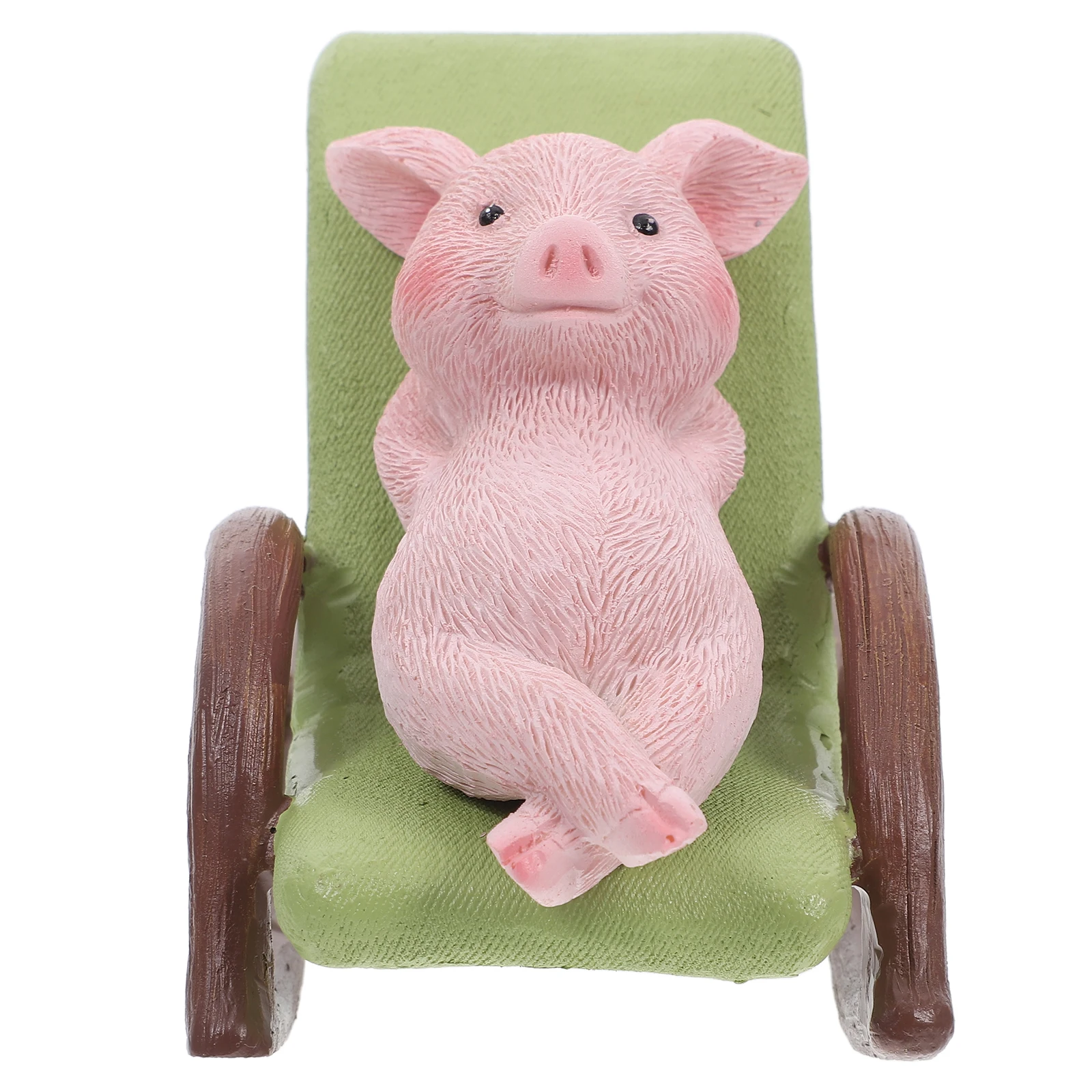 

Resin Animal Sculpture Rabbit Statue Decorative Rocking Chair Durable Realistic Garden Outdoor Balcony Porch Decor Pig