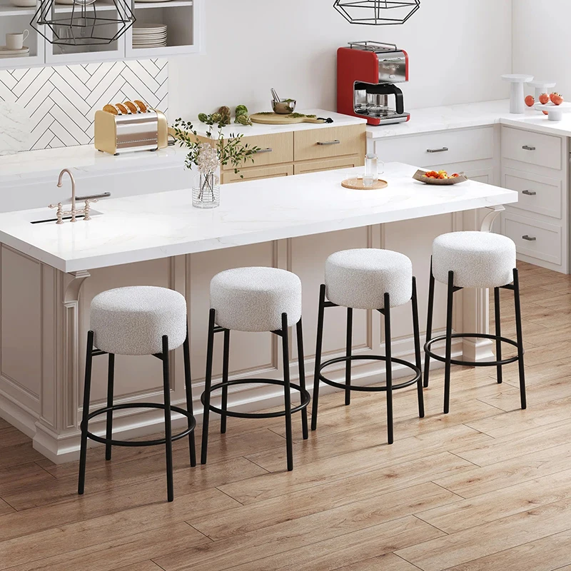 Cream Aesthetic Bar Stools Comfortable Living Room Soft Relaxing Gaming Bar Chairs Ergonomic Minimalist Banqueta Salon Furniture