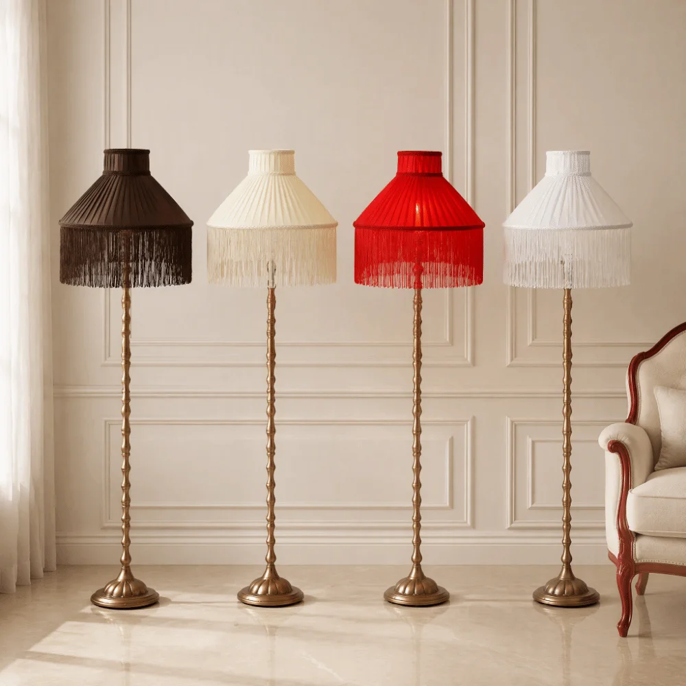 20CM 25CM 30CM Fabric Lampshade European-style Easy To Replace Tassels E27 Lampshade Vintage Style Premium Feel Retro Lampshade