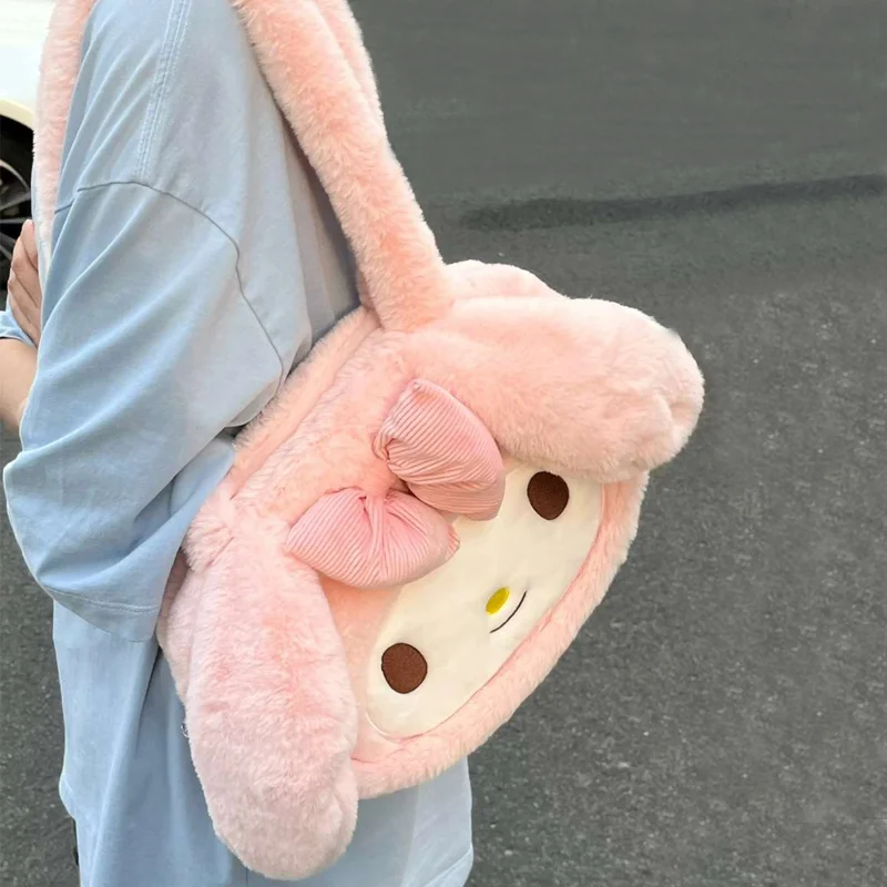 

Sanrio Большая вместительная сумка через плечо My Melody Kuromi Kawaii симпатичная мультяшная плюшевая сумка для хранения сумка для ноутбука подарок на день рождения