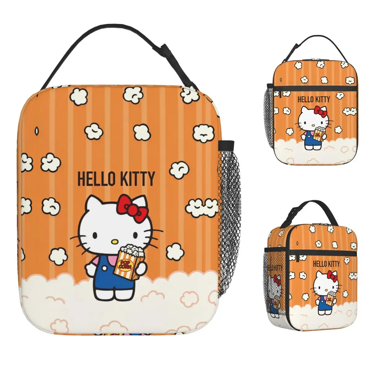 

Hello Kitty Popcorn Insulated Lunch Bag Cooler Bag Lunch Container Portable Lunch Box Tote Food Bag Work Outdoor