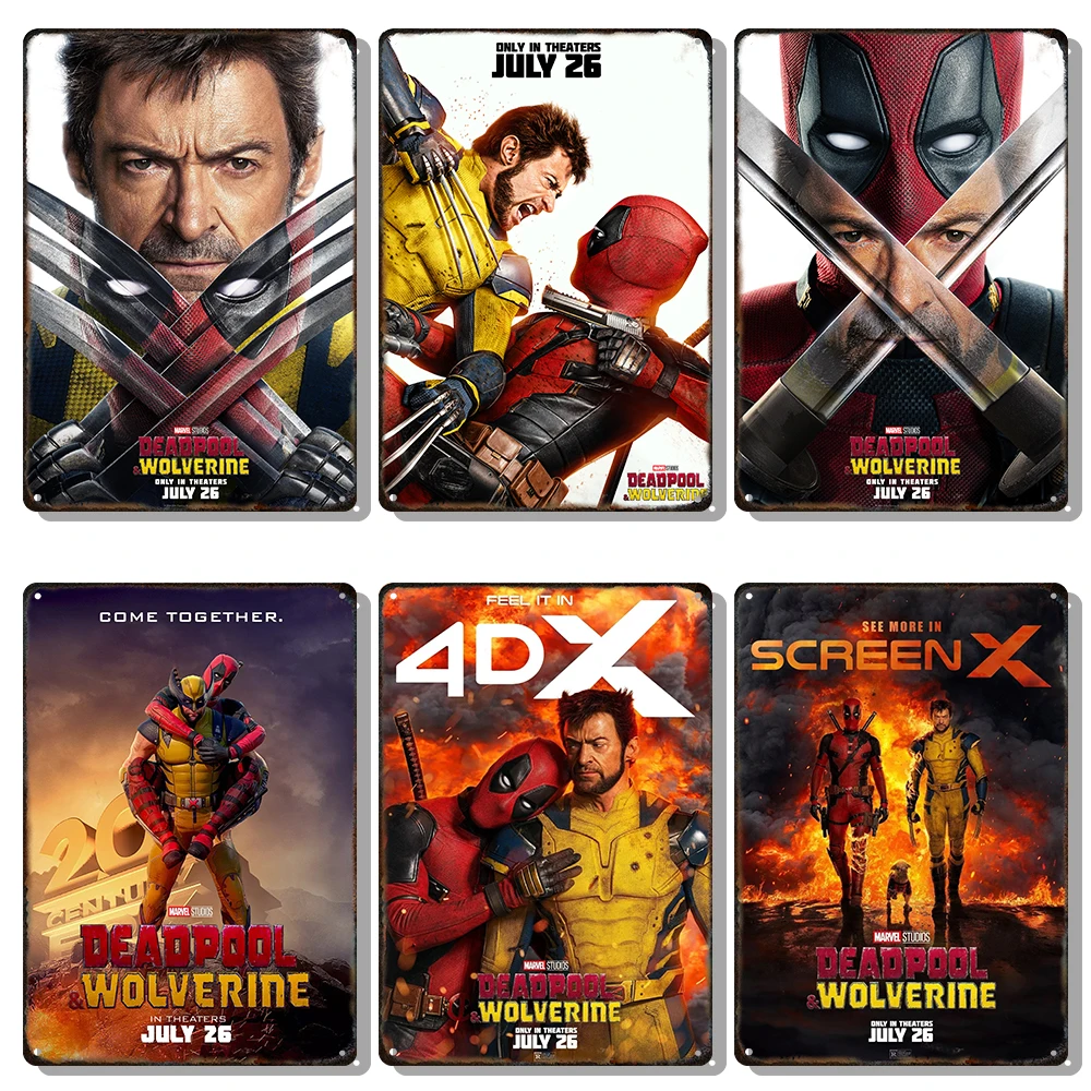 Marvel Movie Metal Poster Wolverine Deadpool Tin Sign Cinema Bar Cafe Home Decor compleanno regalo di natale