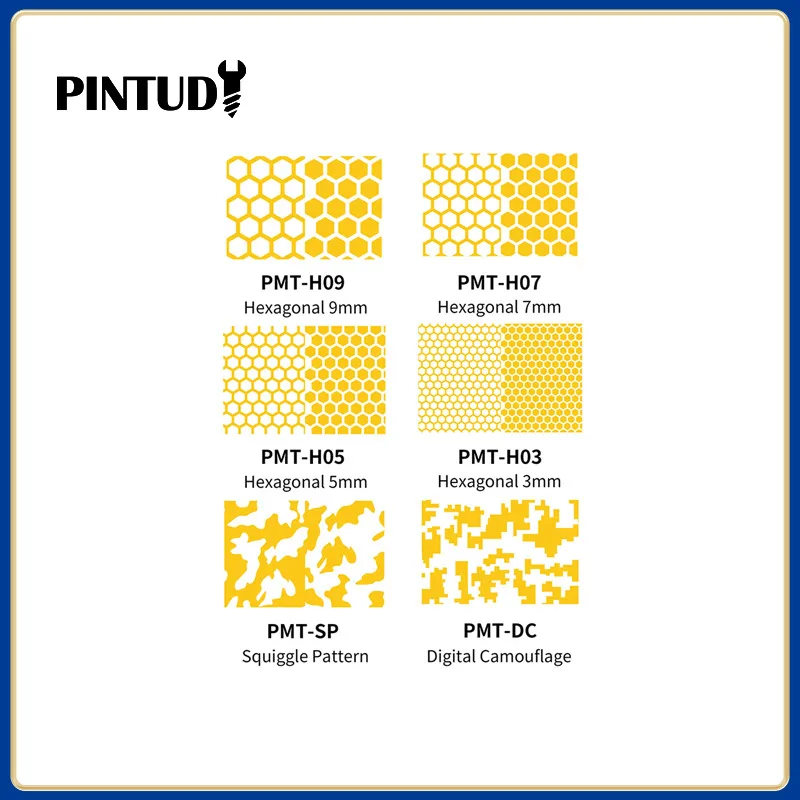 

DSPIAE Precut Masking Tape PMT-H03 3mm PMT-H05 5mm PMT-H07 7mm PMT-H09 9mm PMT-SP Squiggle Pattern PMT-DC Digital Camouflage