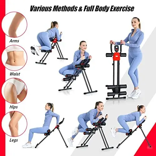 Foldable Core Abdominal Trainer, AB Workout Machine Exercise Equipment with 3 Adjustable Levels, LCD Display, Ab Cruncher Streng