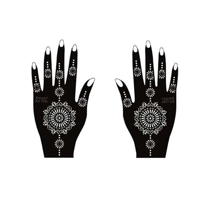 1 Pair Fashion Out Henna Stencil Temporary Hand Tattoos DIY Body Art Sticker Beauty Hand Decal Wedding Painting Makeup Tool