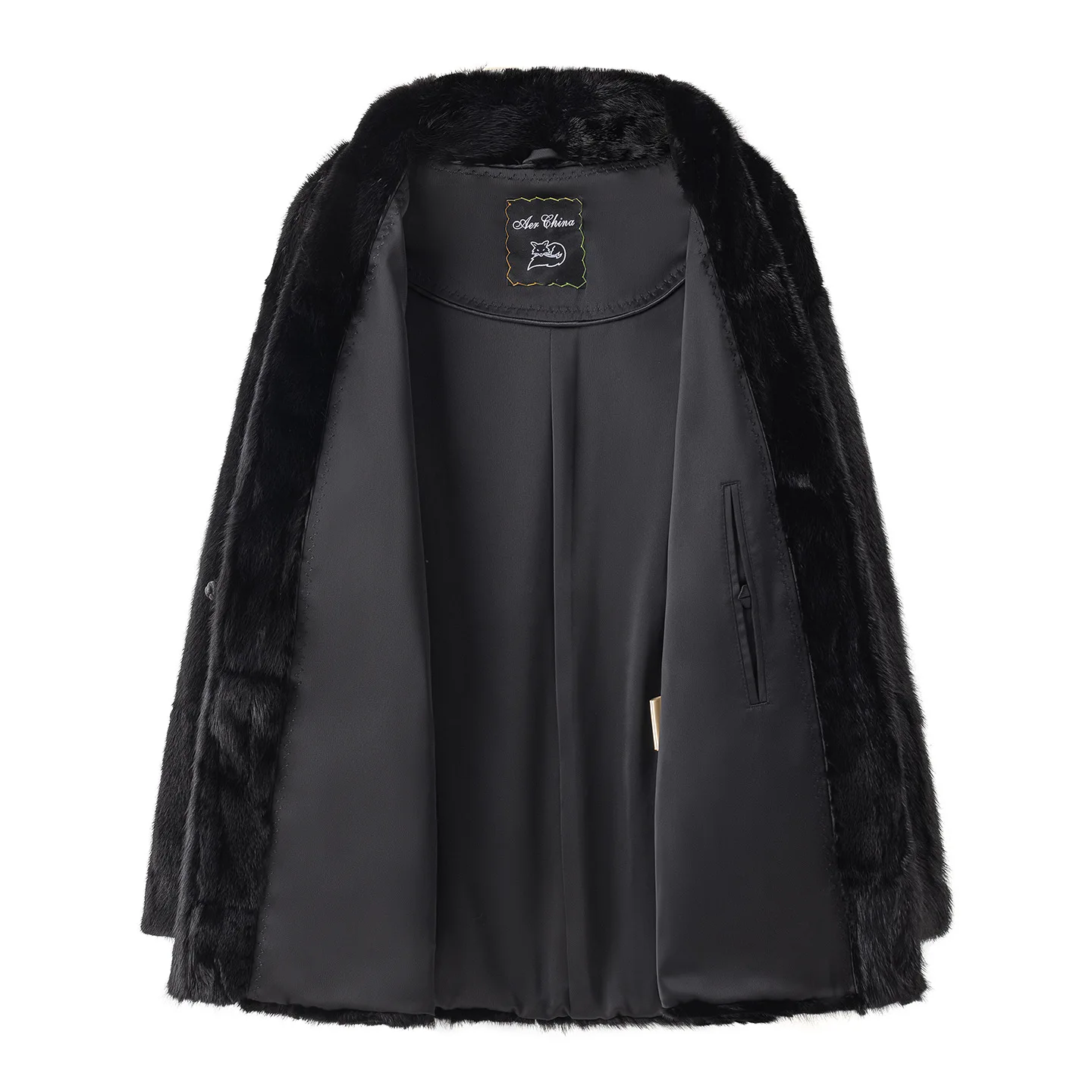 الشتاء نمط جديد الشابات مبطن معطف فرو المنك مع زر الربط منتصف طول تخفيف نمط جلد المنك الحقيقي