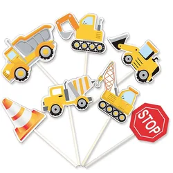 Construction Cupcake Decorations Dump Truck Excavator Tractor Cake Toppers for Boy Birthday Party Supplies