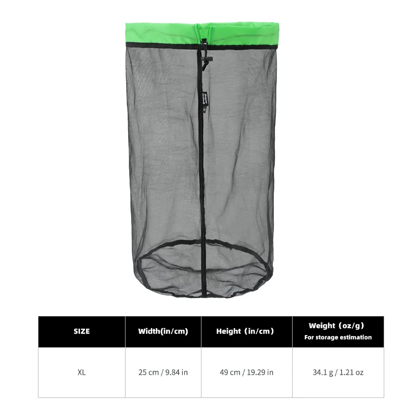 [HODR] Mesh Bags Lichtgewicht Mesh Stuff Sack Opbergzakken met trekkoord Compressiezakjes voor kamperen, wandelen, wasgoed en boodschappen