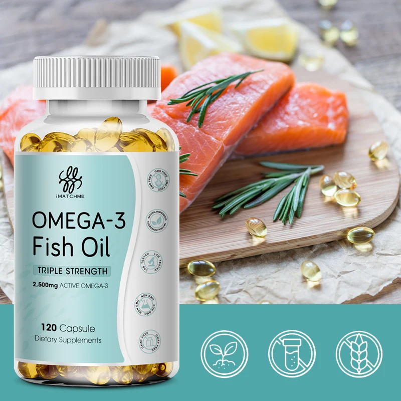 Triple Strength Omega 3 Fish Oil Capsules with EPA & DHA  Fatty Acids for Immune Heart & Cognitive Health Nutritional supplement