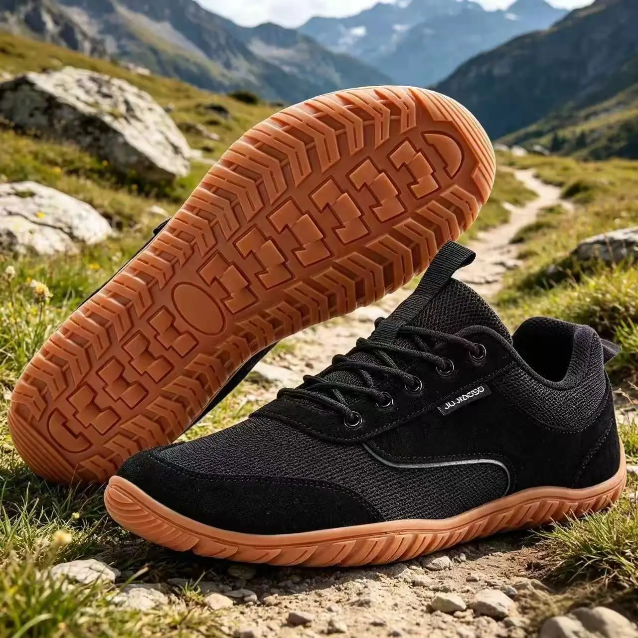 

Men's Minimalist Barefoot Sneakers, Zero-Drop Casual Walking Shoes, Breathable Mesh Non-Slip Lightweight Travel Shoes, Sports Lace-Up Wide-Toe Shoes, Outdoor All-Black