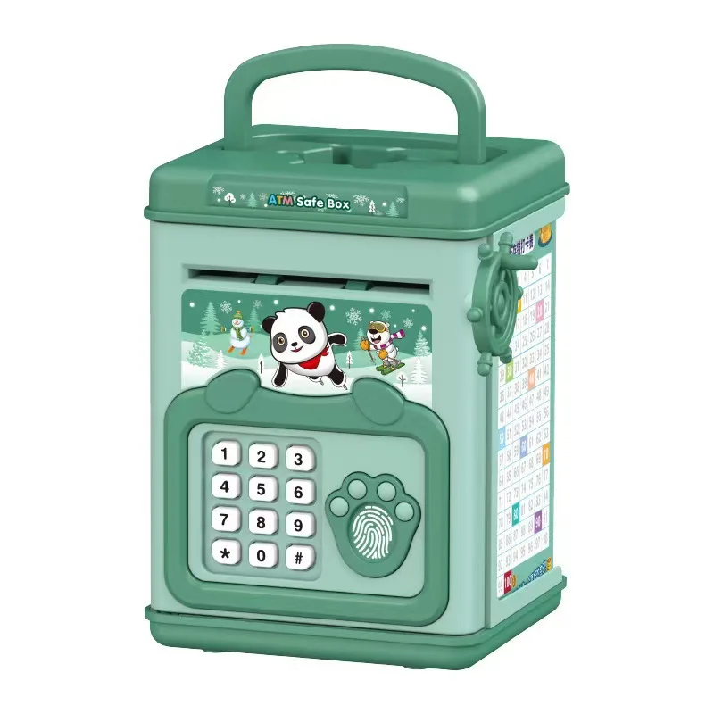 Money Box with Fingerprint Piggy Bank Electronic ATM Savings Box for Coins Cash Safe Large Coin Bank Password Lock for Children