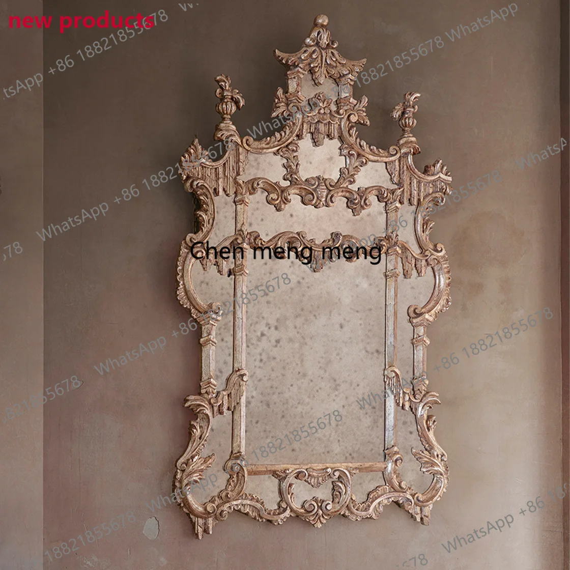 A139European retro carved makeup wall hanging living room fireplace French decorative dressing mirror