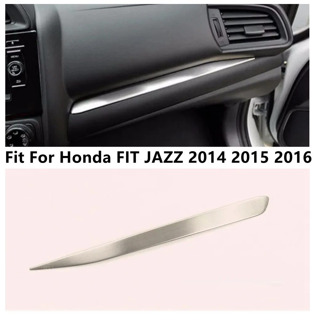 

Center Console Dashboard Panel Strip Decoration Cover Trim For Honda FIT JAZZ 2014 2015 2016 Stainless Steel Accessories Interio