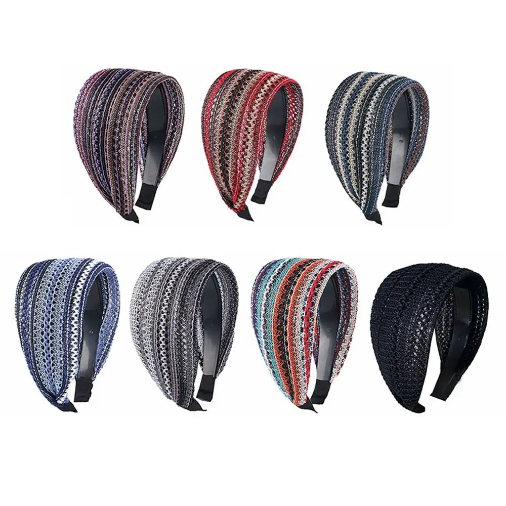 أزياء بوهيميا أنماط الشعر هوب اكسسوارات الشعر أدوات التصميم عصابات الشعر عصابات واسعة