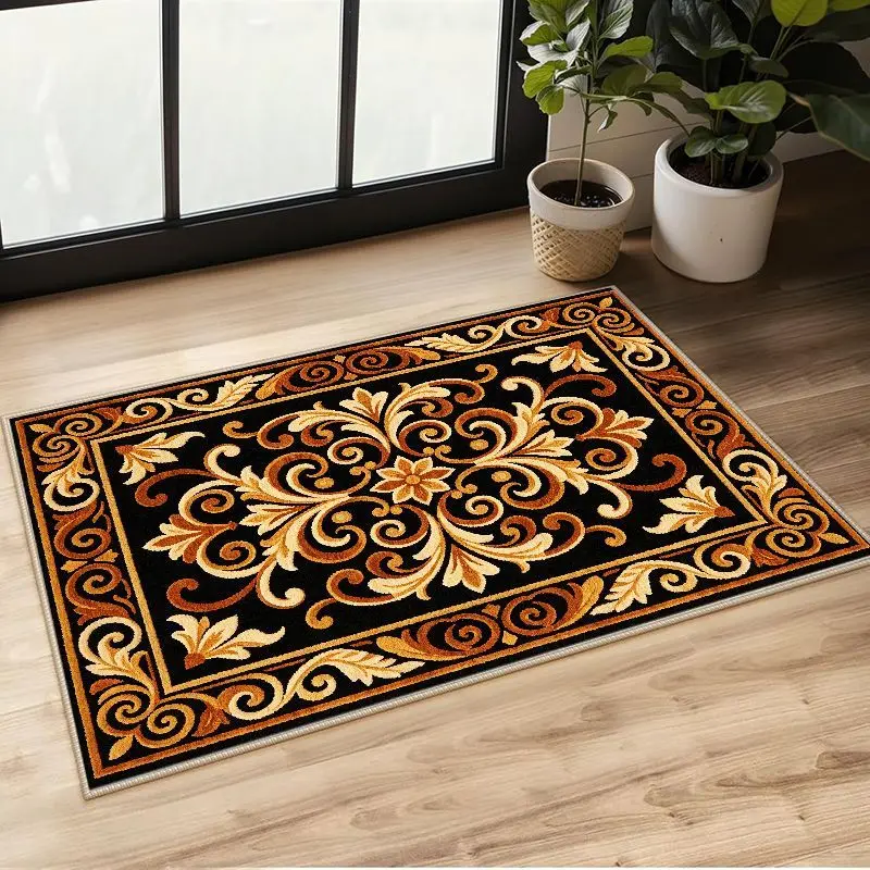 VIKAMA Vintage Oriental Medallion Crystal Velvet Rug, 8 Assorted Designs, Non-Slip Washable Area Rug