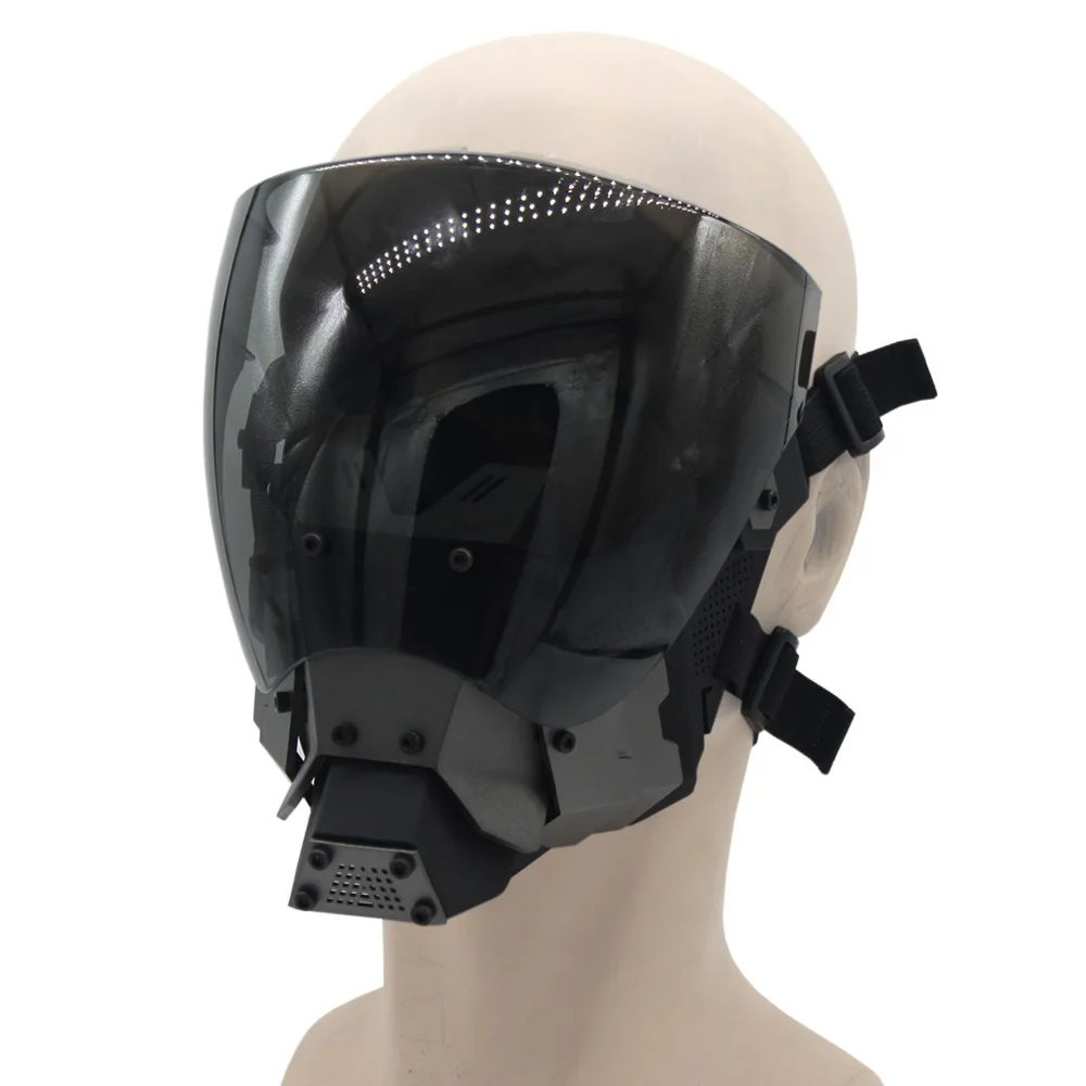 Tactical Half Face Mask Cyberpunk Commander Mask Cosplay Halloween Science Fiction Mask Paintball Shooting Protective Equipment