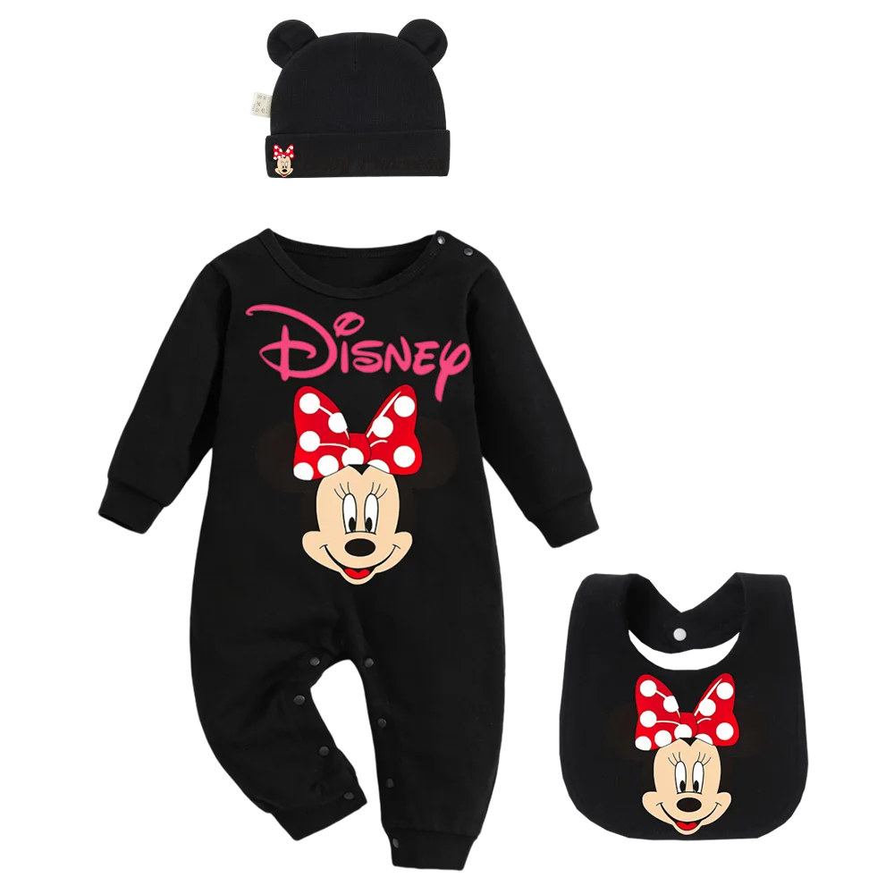 3 Pieces/Set Newborn Baby Cotton Bib Solid Color Hat Kawaii Crawling Suit Baby Hiccup Cloth Set Children's Gift 0-6M view 3