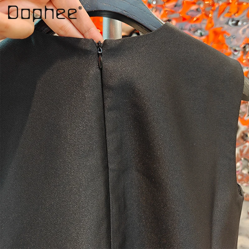 2025 Summer New Celebrity Temperament Retro A-line Sleeveless Dress High-end Classic Style Black Puff Dresses Sweet Mini Dress