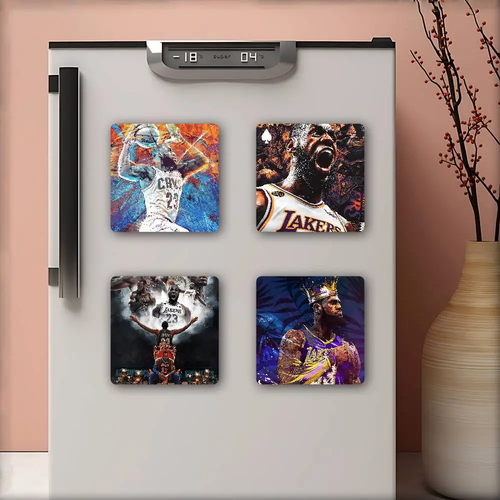 Star L-LeBron J-James 1pc Fridge Magnet Personalized Magnetic Photo Holder Durable Square Picture Surface Fridge Magnets