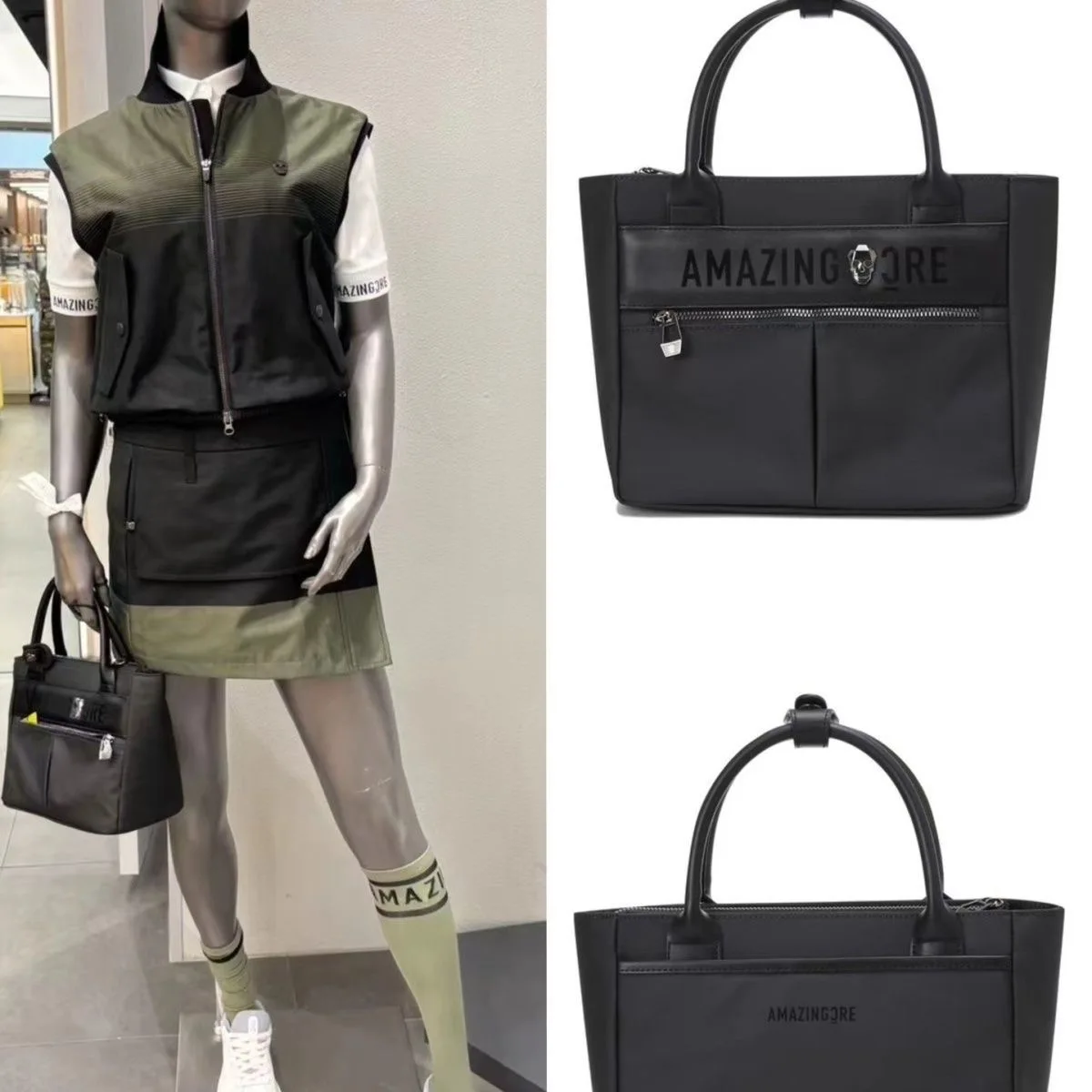 2024 new golf tote bag skull head large capacity single shoulder crossbody bag for both men and women