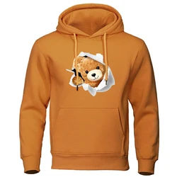 The Ted Bear Appearing In The Crack Male Sweatshirt Fashion Fur-Liner Hooded Vintage S-Xxl Hoodies High Quality Clothes