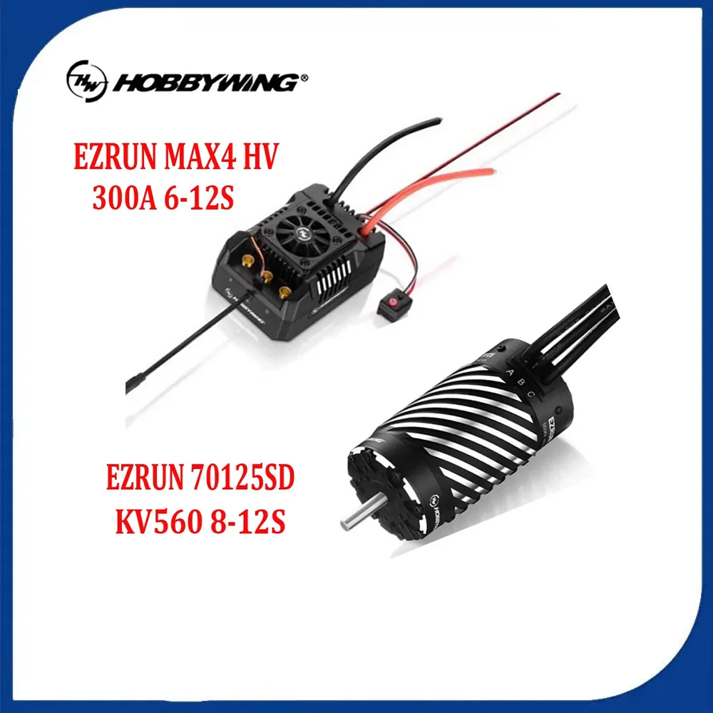 

Hobbywing EZRUN MAX4 HV 300A 6-12S Brushless ESC 70125SD KV560 8-12S 4 Pole Brushless Sensored Motor Combo For 1/5 RC Trucks Car