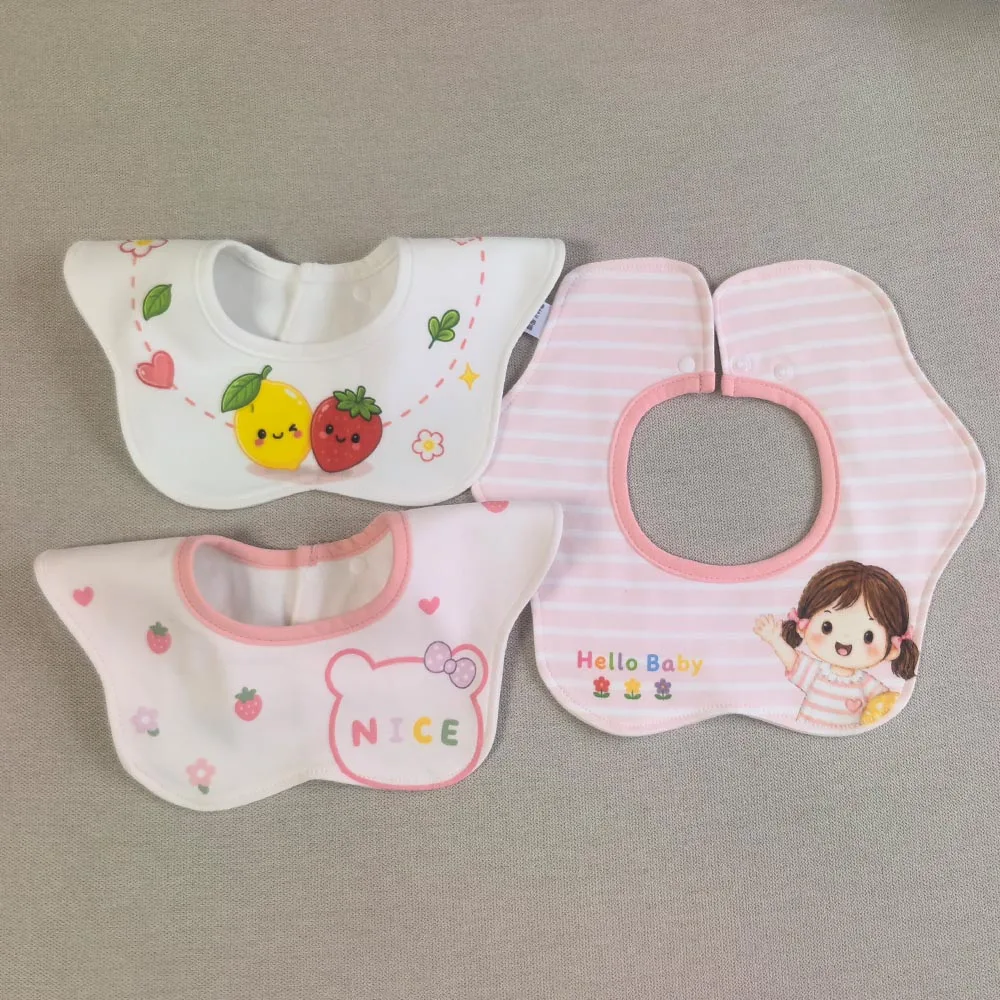Grade 10A Waterproof Baby Bibs Adjustable Infant Feeding Burp Cloth Newborn Teething Drooling Bibs 3 Pieces High Quality
