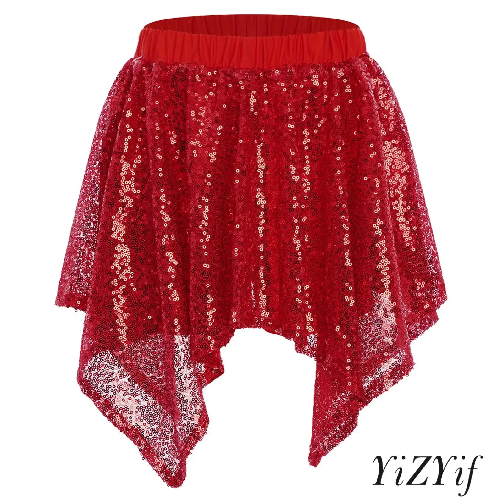 Spódniczka do cheerleadingu dla dziewcząt z wbudowanymi szortami i błyszczącymi cekinami na występy i zawody cheerleadingowe.