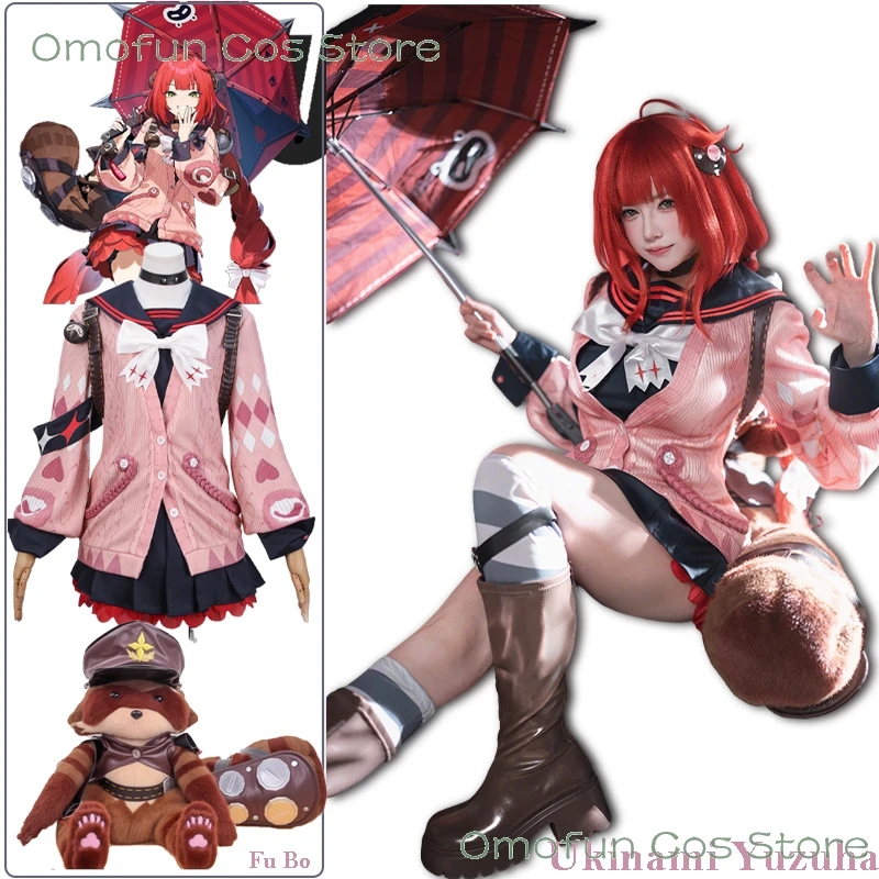 

Spook Shack Ukinami Yuzuha Косплей Костюм Парик Пальто Zenless Zone Zero Костюм Raccon Сумка Одежда Хэллоуин ZZZ Игра Розовый Наряд