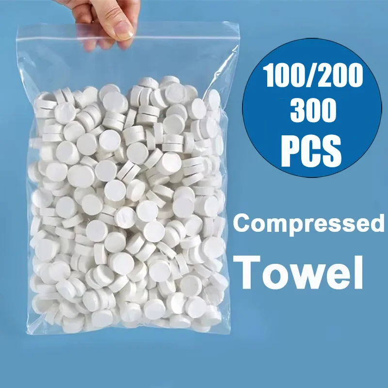 100/200/300PCS Compressed Towel Soft Disposable Coin Tissue Portable Mini Absorbent Face Cloth for Travel Camping BBQ Outdoor