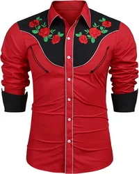 Western Tribal Men's Shirt Long Sleeve Lapel HD Printing Rose High Quality Material Soft Comfortable Party Outdoor Fashion New