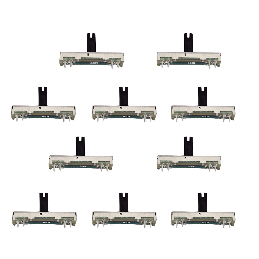 

10 Pcs B50K 45mm Sliding Potentiometer Board Module Adjustable Slide Lights Mixer Fader Ohm Mono Potentiometer