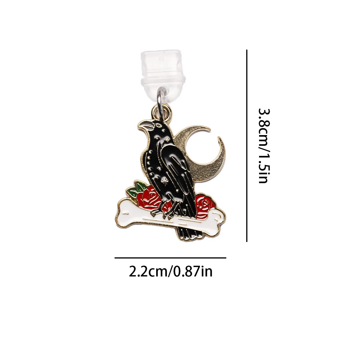 1 Stück Kunstvoller Rosen-Totenkopf-Krähen-Mond-Knochen Staubschutz-Anhänger für Mobiltelefone, Zubehör-Dekoration für iPhone und Type-C-Anschlüsse, Geschenk-Schlüsselband – Detail 21