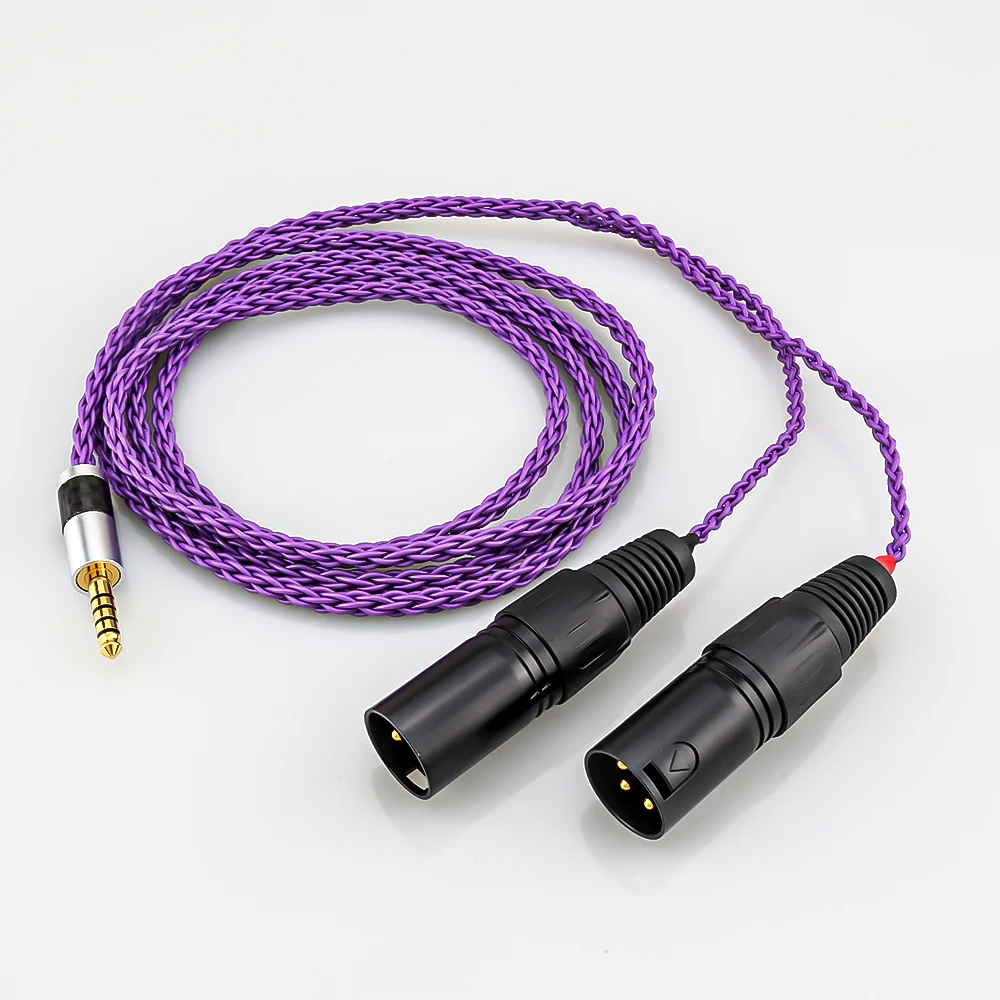 Wysokiej jakości 8 rdzeni posrebrzane 4.4mm zrównoważone przejście ze złącza męskiego na podwójne 2x 3pin XLR zbalansowany męski Adapter Audio Cable