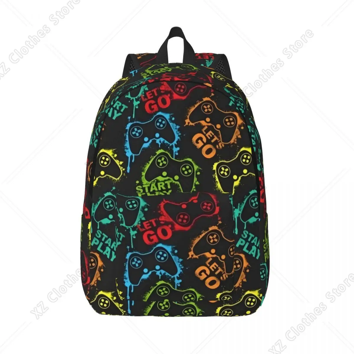 Custom 3D Joystick With Colored Contour Canvas Backpack Game Controller School College Travel Bag Bookbag Fits 15 Inch Laptop