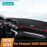 Cubierta para salpicadero de coche, alfombrilla para evitar almohadillas de luz, alfombras Anti-UV para Peugeot 3008 5008 GT Hybrid 2016 2017 2018 2019 2020 2021 2022 2023