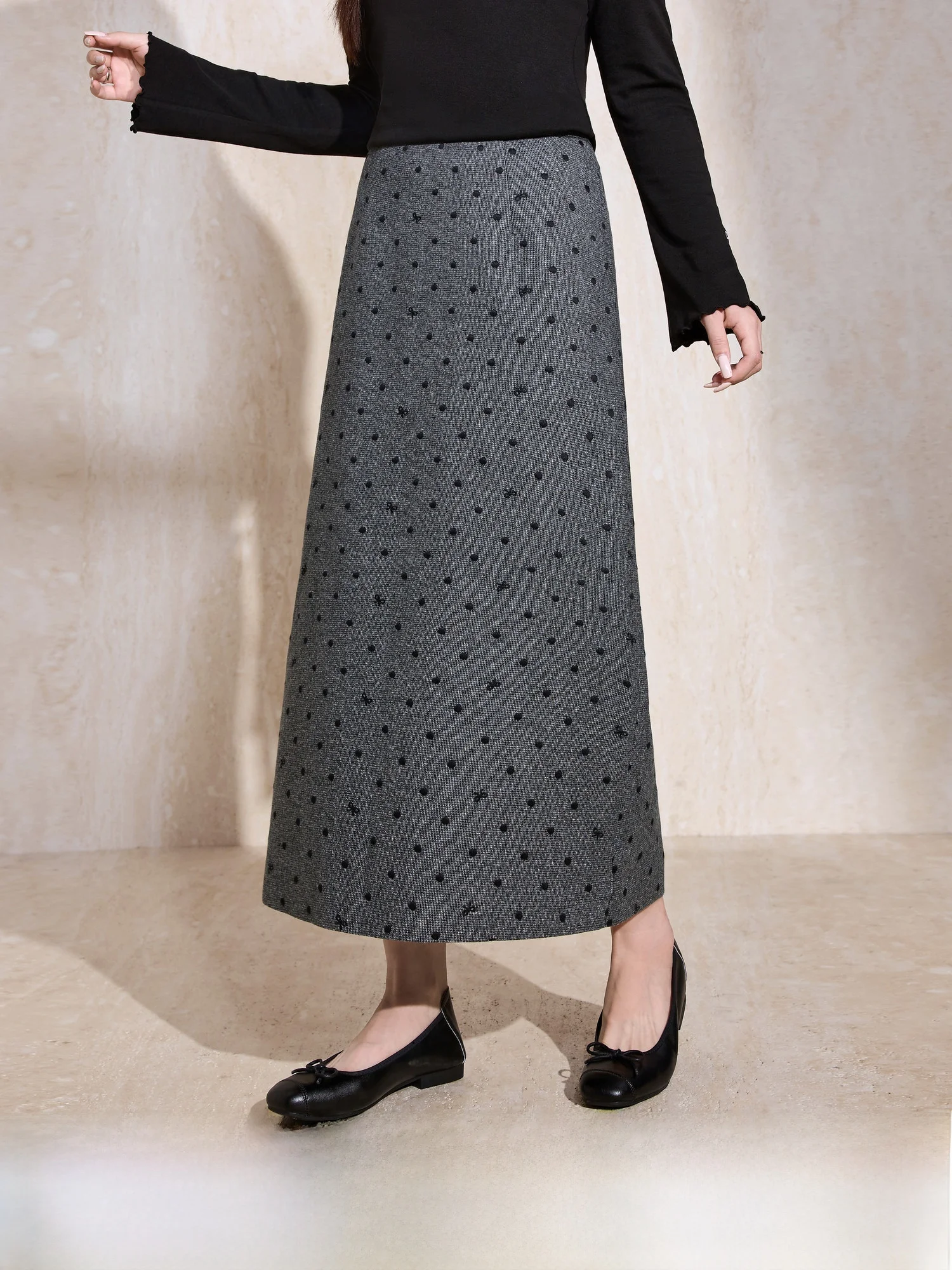 

ay Polka Dot Embroidered High Waist Midi Skirt for plus Size Women Spring New Vintage Ba Split Long Skirt by Blue Language