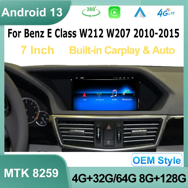 Android13 OEM 7” Car Video Player For Mercedes Benz E Class W212 W207 2010-2015 Carplay Radio GPS Navigation Multimedia Screen