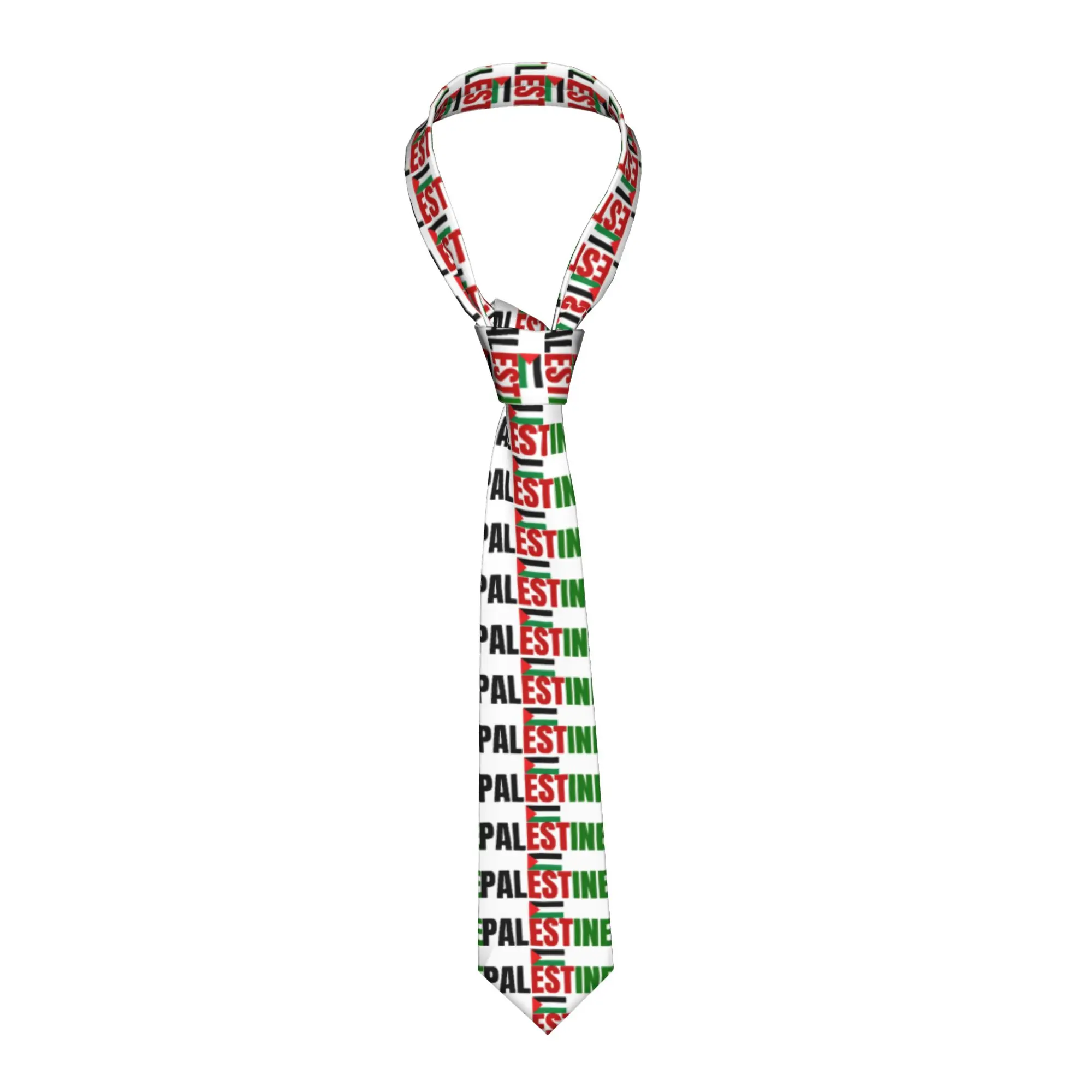 Palestine Flag   Tie  Custom Neck Ties Vintage Cool Collar Tie Men Business Necktie Accessories