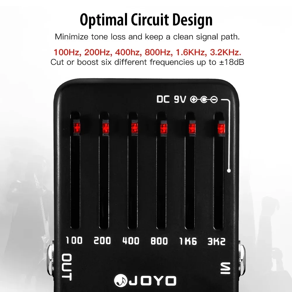 JOYO JF-11 6-Band Equalizer Guitar Effect Pedal Low Middle High Frequency EQ Effect True Bypass Guitar Parts & Accessories