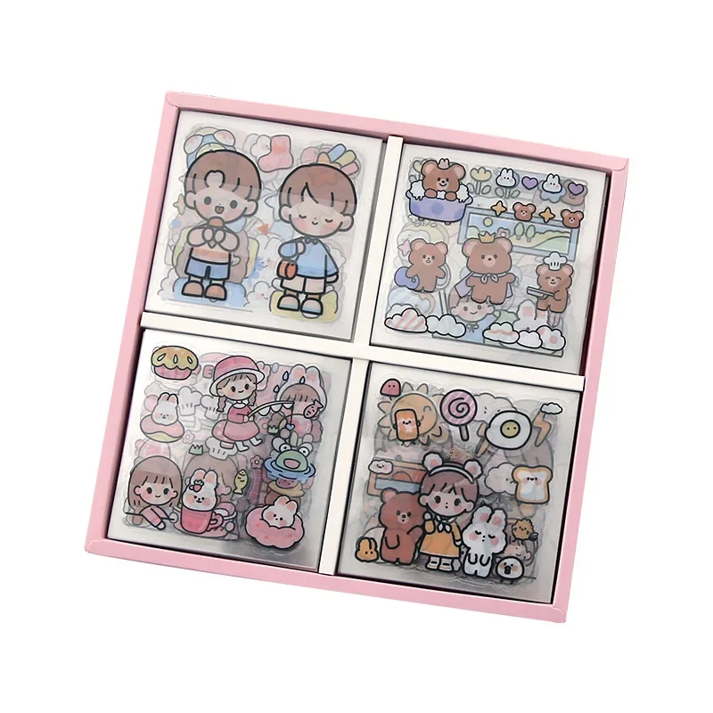 Kawaii Stickers Girl Pink Cartoon Pattern PET  Photo Album DIY Diary Sticker Scrapbook Decoration Stationery Stickers