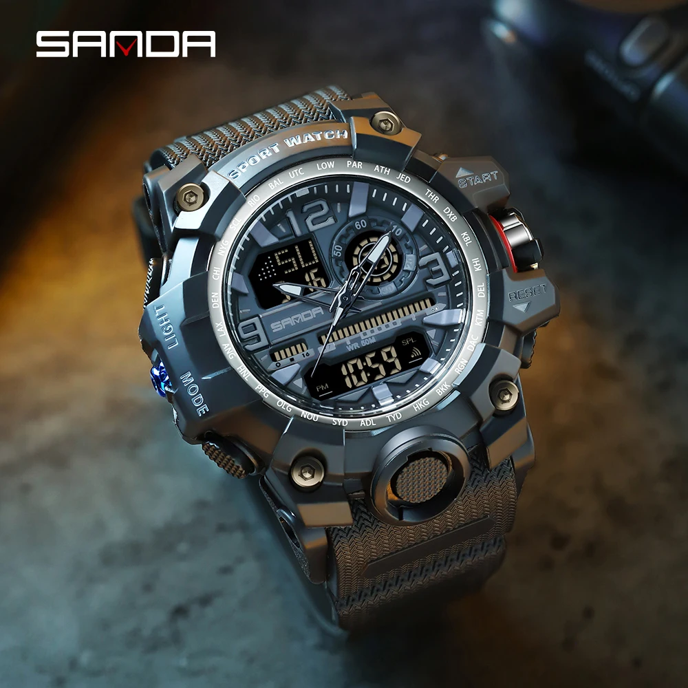 SANDA 2022 G Style New Men\'s Watches 50M Waterproof Shock Sports Military Quartz Watch For Male Digital Wristwatch Clock 3133