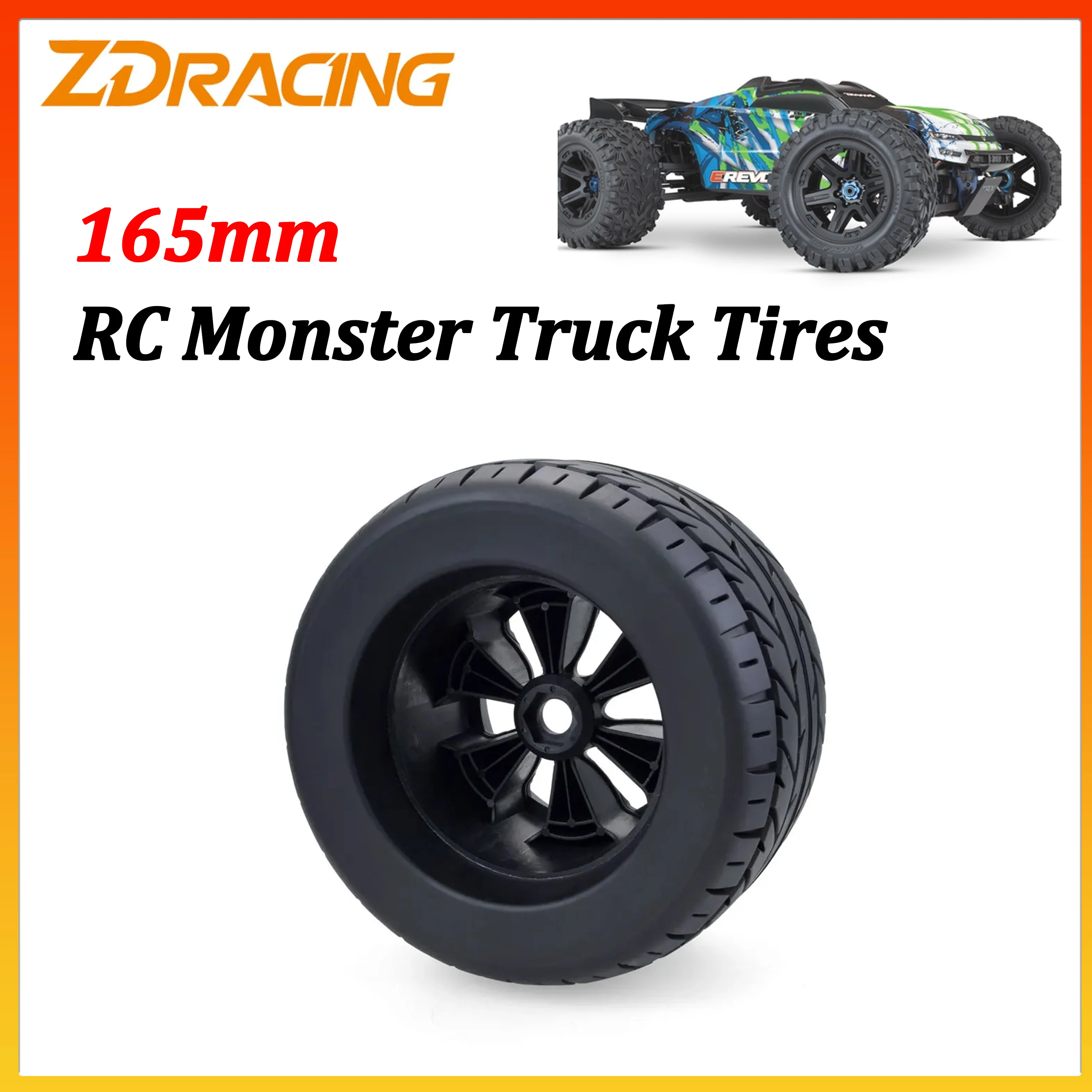 4 pneus de monster truck RC ZD Racing 165 mm, hexagonaux 17 mm, résistants à l'usure, pour voiture RC 1/8, pièces de bricolage pour jouets, Traxxas Arrma HPI HSP HOBAO