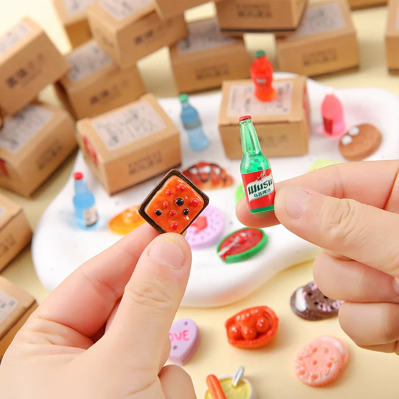 5Pcs/bag Fun Creative Surprise Box Simulated Beverage Miniature Food Toy Kids Prize Bag Miniature Dollhouse Decorations Gifts