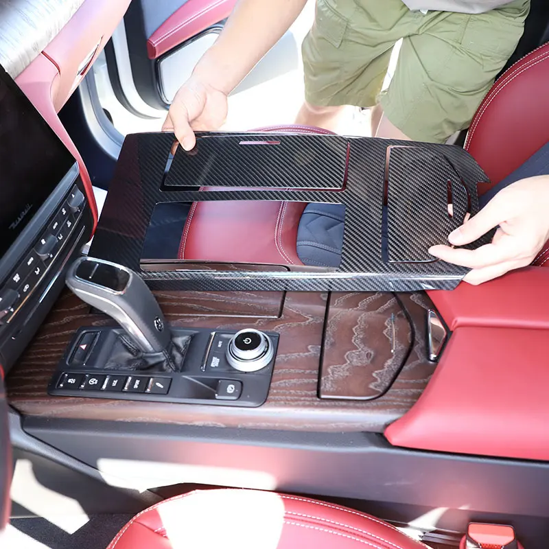 

For Maserati Geberit 2014-2023 Real Carbon Fiber Car Gear Shift Panel Frame Trim Cover Trim Sticker Car Accessories