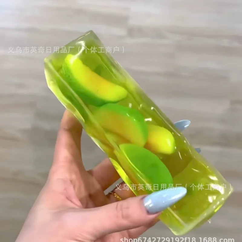 Squishy Sensory Toy Fruit Jelly Stretchy, Fidget Stress Relief Strawberry Bar Squeeze, Toy for Kids Adults Birthday Gift, Desk P