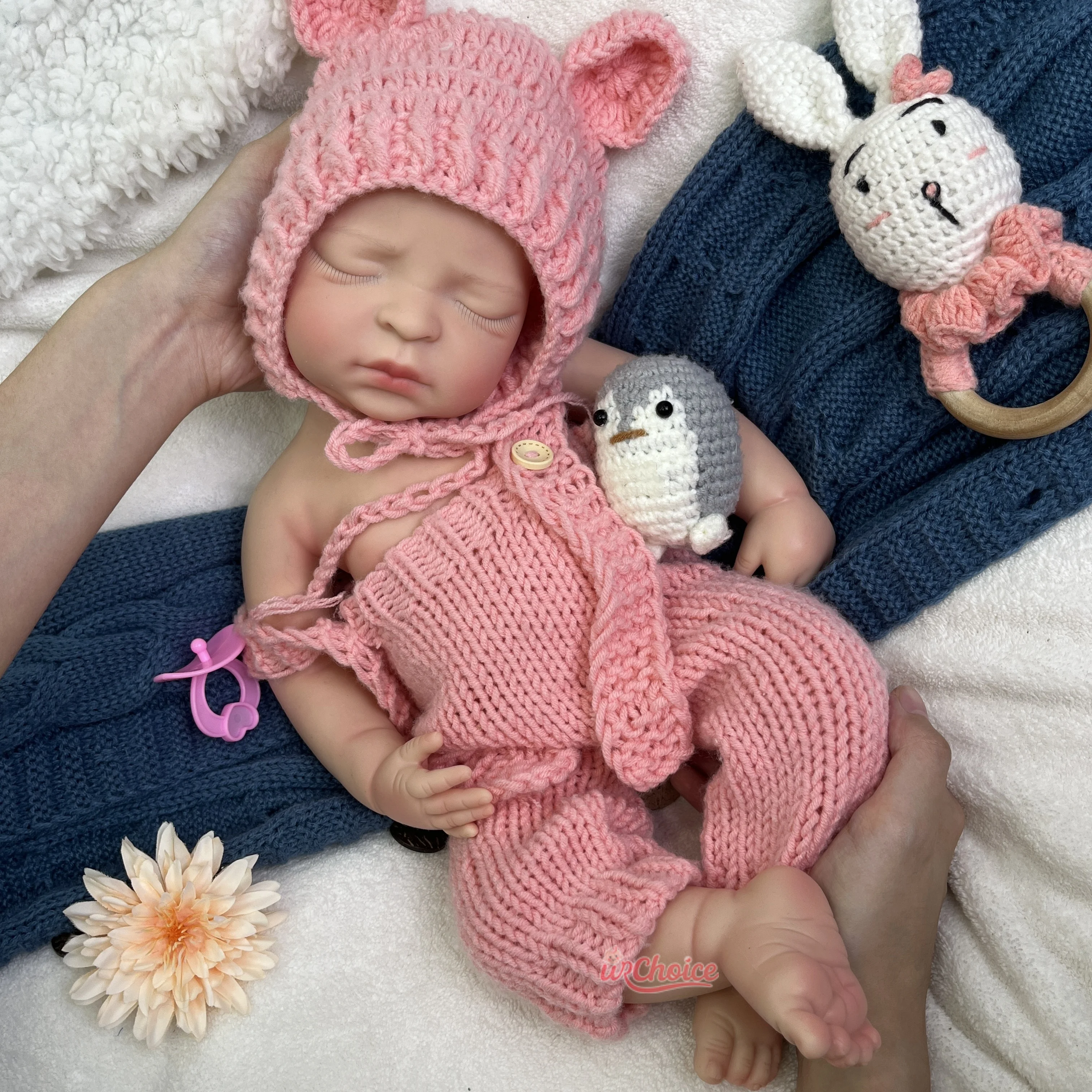 

17" Soft Baby Girl Full Silicone Reborn Doll Emotional Companionship Educational Props for Doll Collectors Expectant Parents