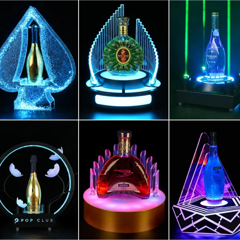 Lotus Flower LED Luminous Drink Holder  Rechargeable Glowing Champagne and Beer Display for Disco Party and Bar Accessories