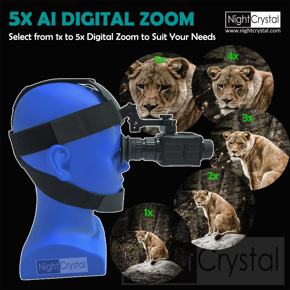 Megaorei NK006 Helmet Head Mounted Infrared Digital Night Vision Monocular, Goggles with Built in Camera, 1080p Video Recorder